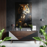 Tiger as a Gentleman Brushed Aluminum Dibond Wall Art.